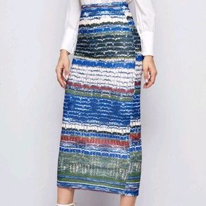 Multicolored High waist split Hem Skirt